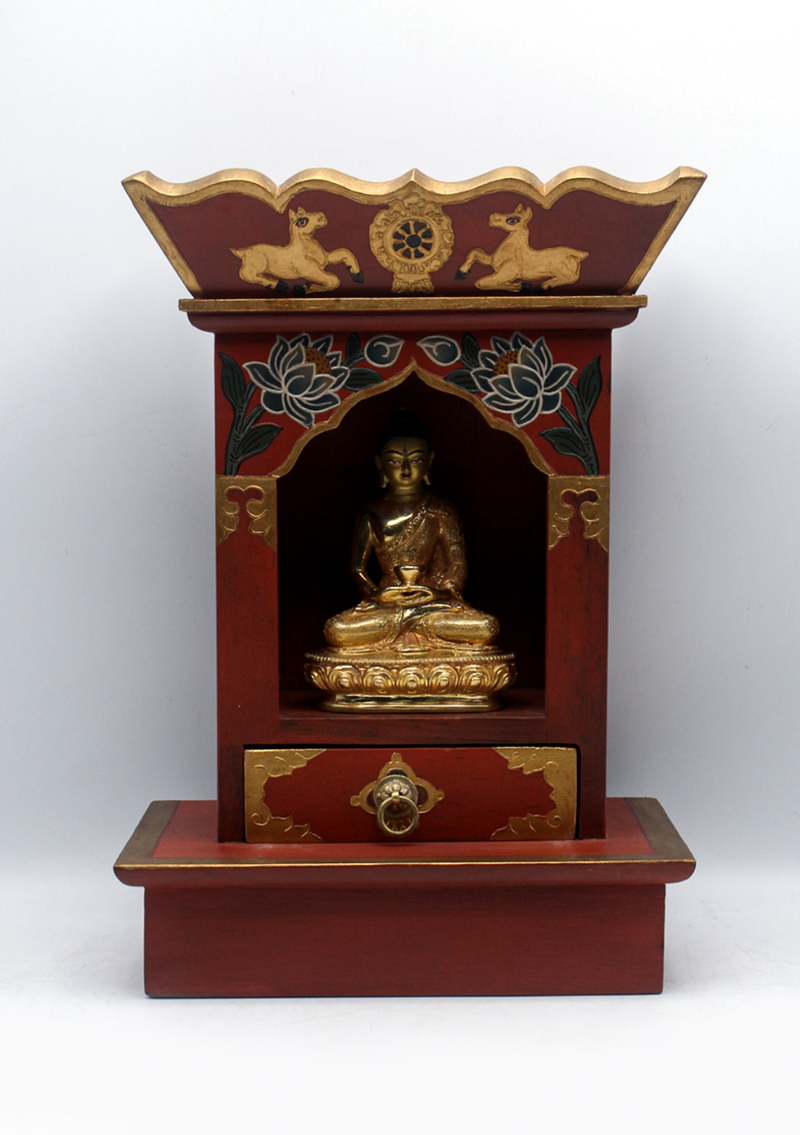 Handpainted Tibetan Wooden Shrine Altar Box