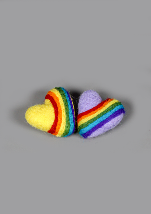 Felt Woolen Heart Shaped Rainbow Brooch