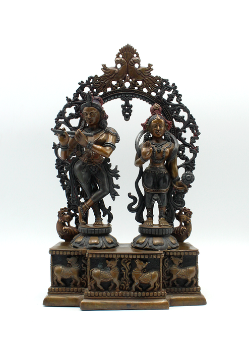Radha Krishna Copper Oxydized Statue Symbol of Love