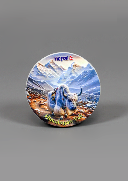 Himalayan Yak Round Embossed Fridge Magnet