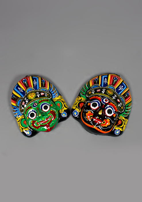 Handpainted Bhairava Paper Mache Wall Hanging Mask