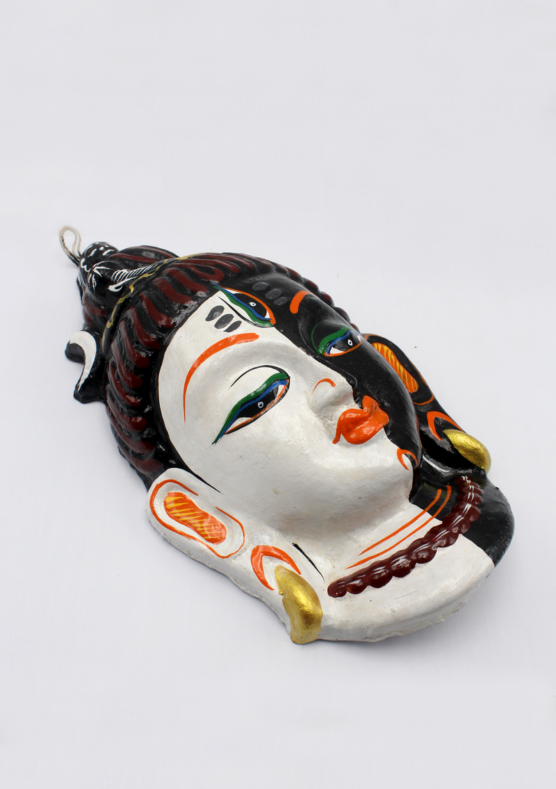 Hand Painted Paper Mache Three Eyed Shiva Wall Hanging Mask