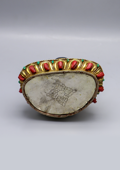 Fully Gold Plated Stone Inlaid Shakyamuni Buddha Statue