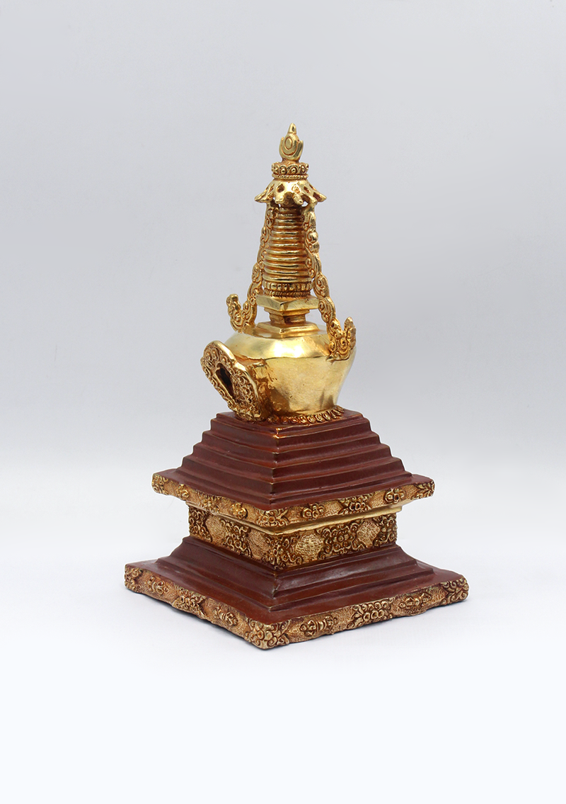 Partly Gold-Plated Stupa Chorten 8.5" H