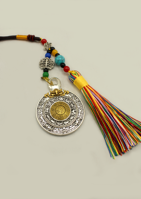 Tibetan Car Hanging Medallion with Tassel