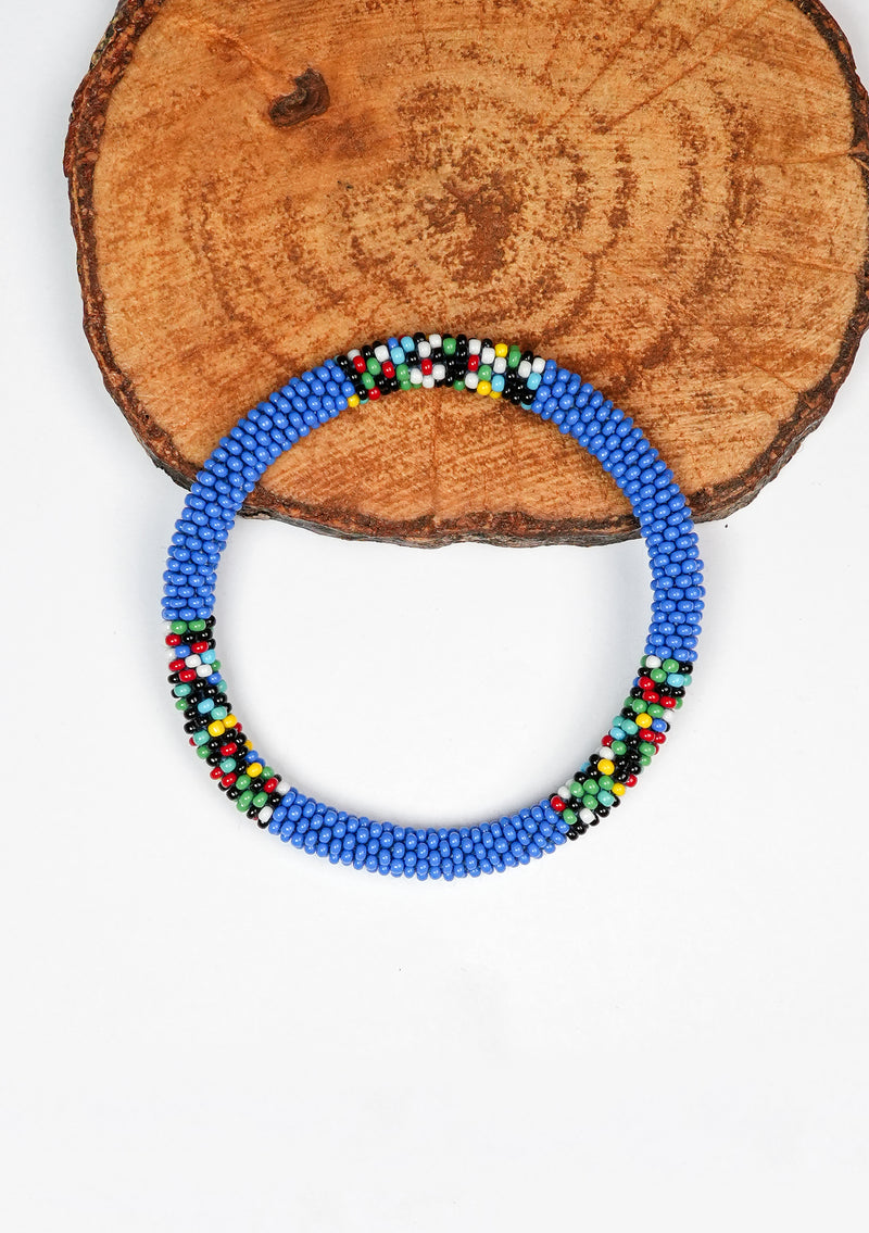 Blue with Joy Nepalese Roll Bead Bracelet Handmade  Jewelry