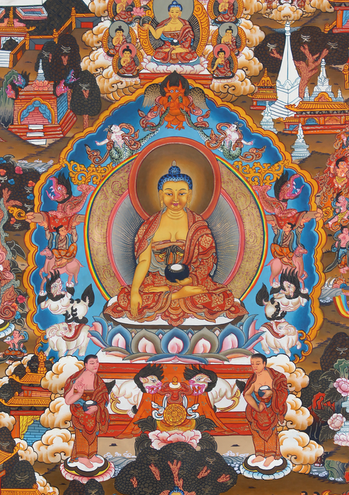 Buddha Life Brocade Thangka Painting