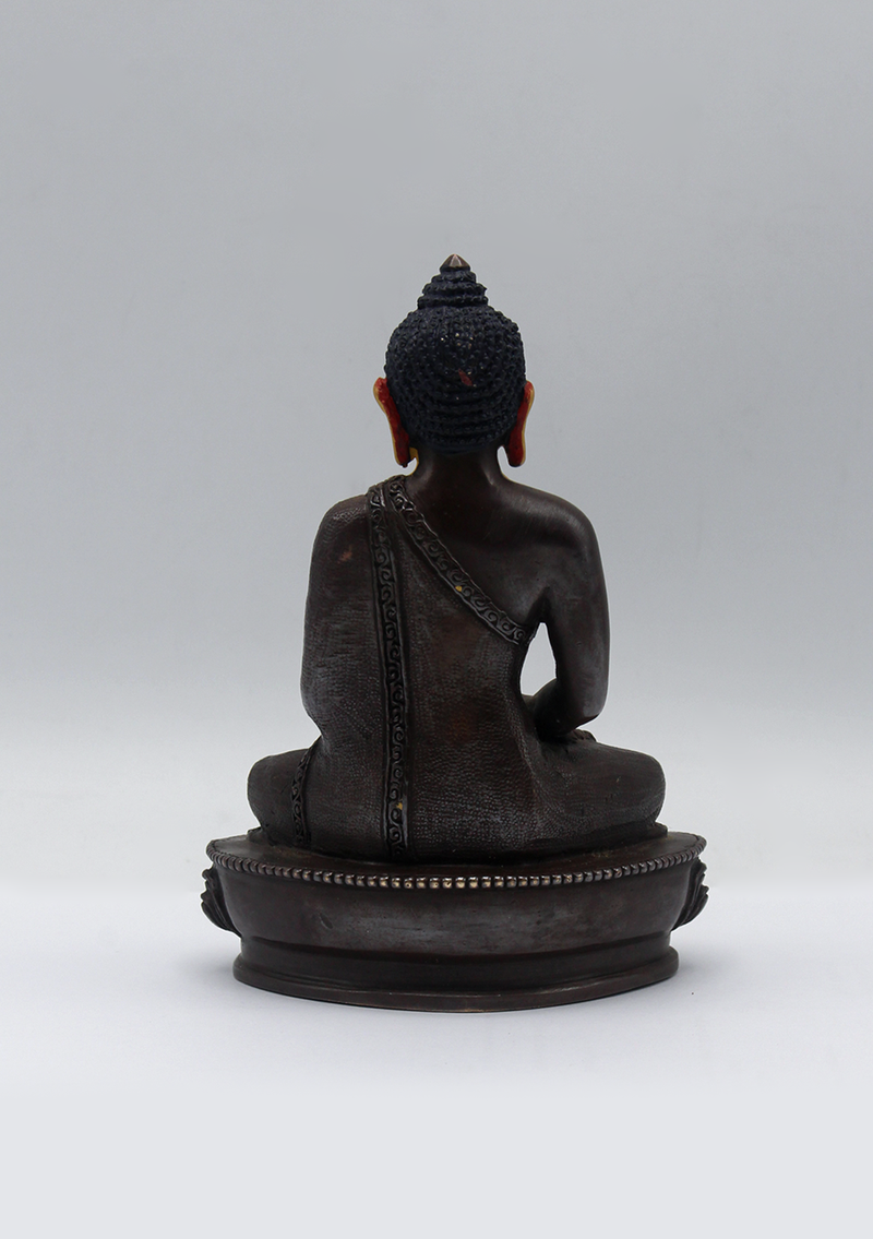 Gold Face Painted Copper Amitabha Buddha Statue 5.5"H