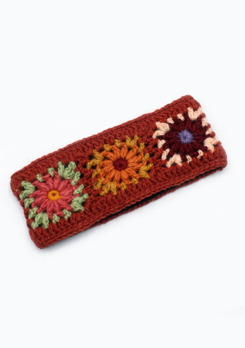 Handknitted Crochet  Winer Sherpa Flower Headband