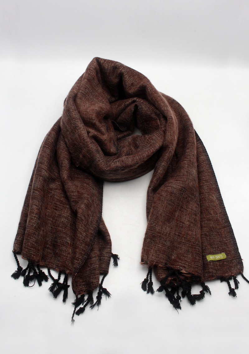 Brownish Red Yak Wool Shawl