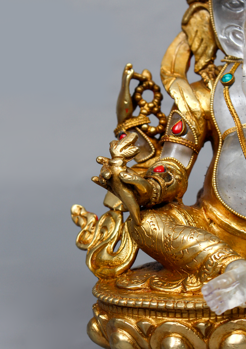 Gold Plated Crystal Ganesh Statue 8"H