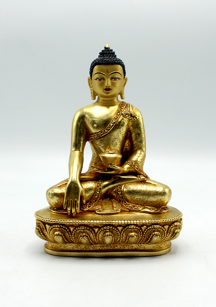 Full Gold Plated Copper Shakyamuni Buddha  Statue