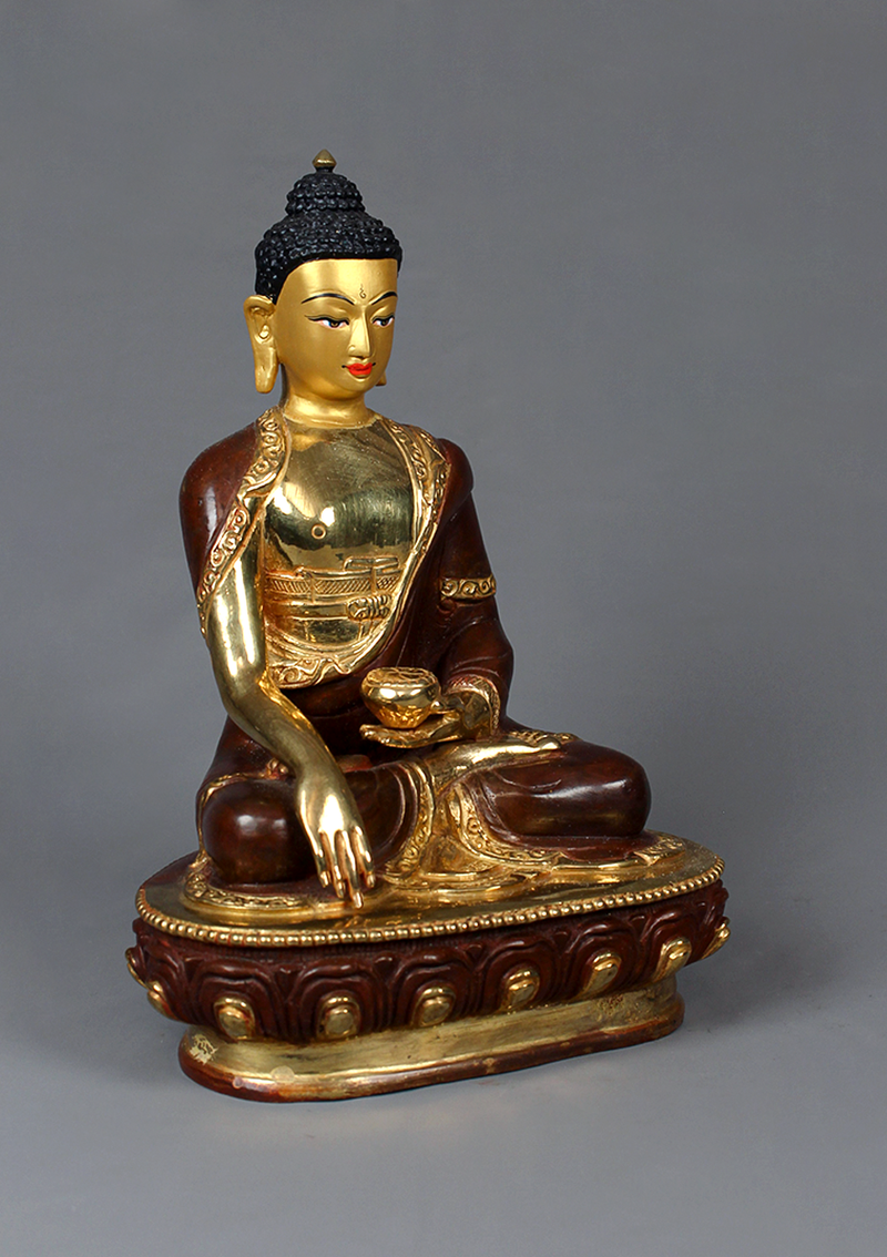 Partly Gold Plated Shakyamuni Buddha Statue 8.5" H