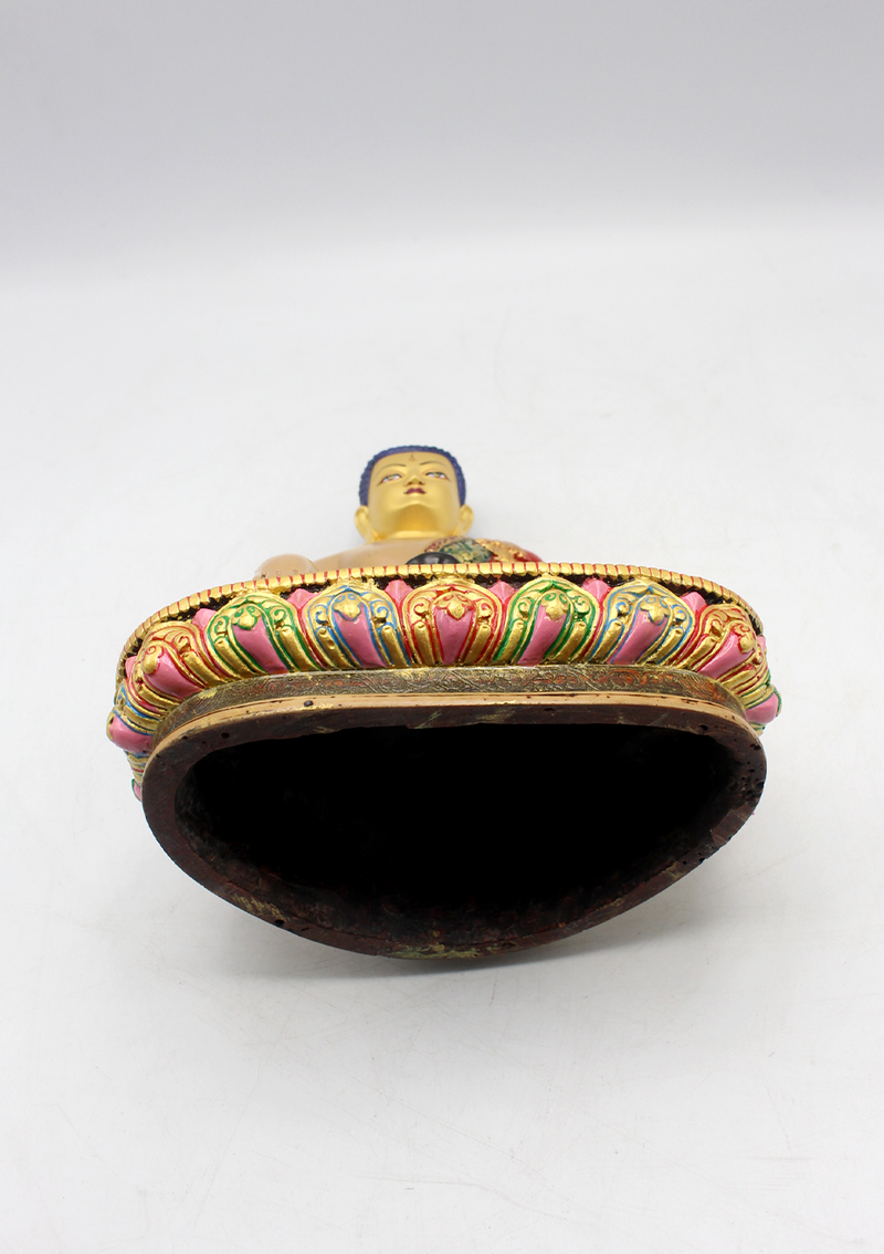 Hand Painted Shakyamuni Resin Buddha Statue 9" H