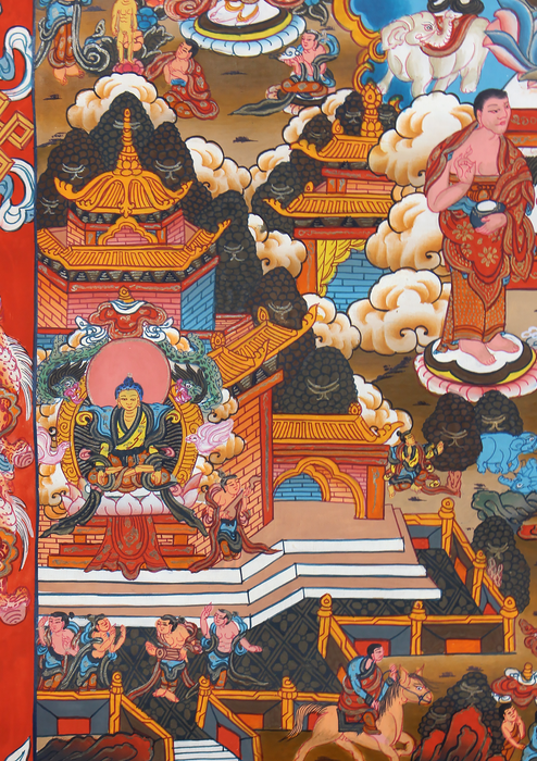Buddha Life Brocade Thangka Painting