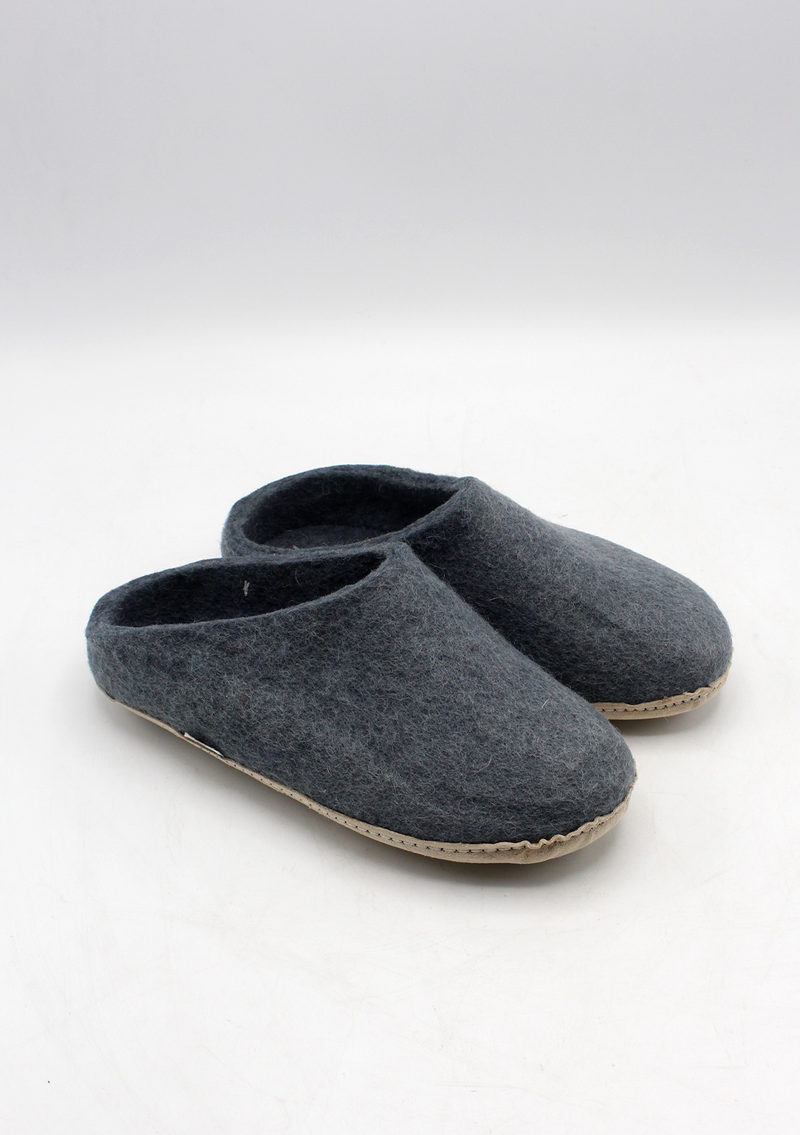 Hand Felted Woolen Classic Women Slippers - Grey