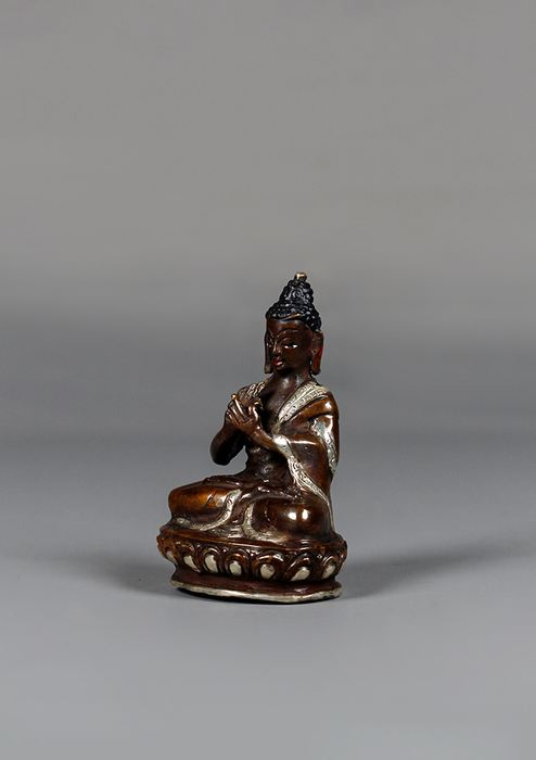 Copper Oxydized  Silver Plated  Vairochana Buddha Statue 3"