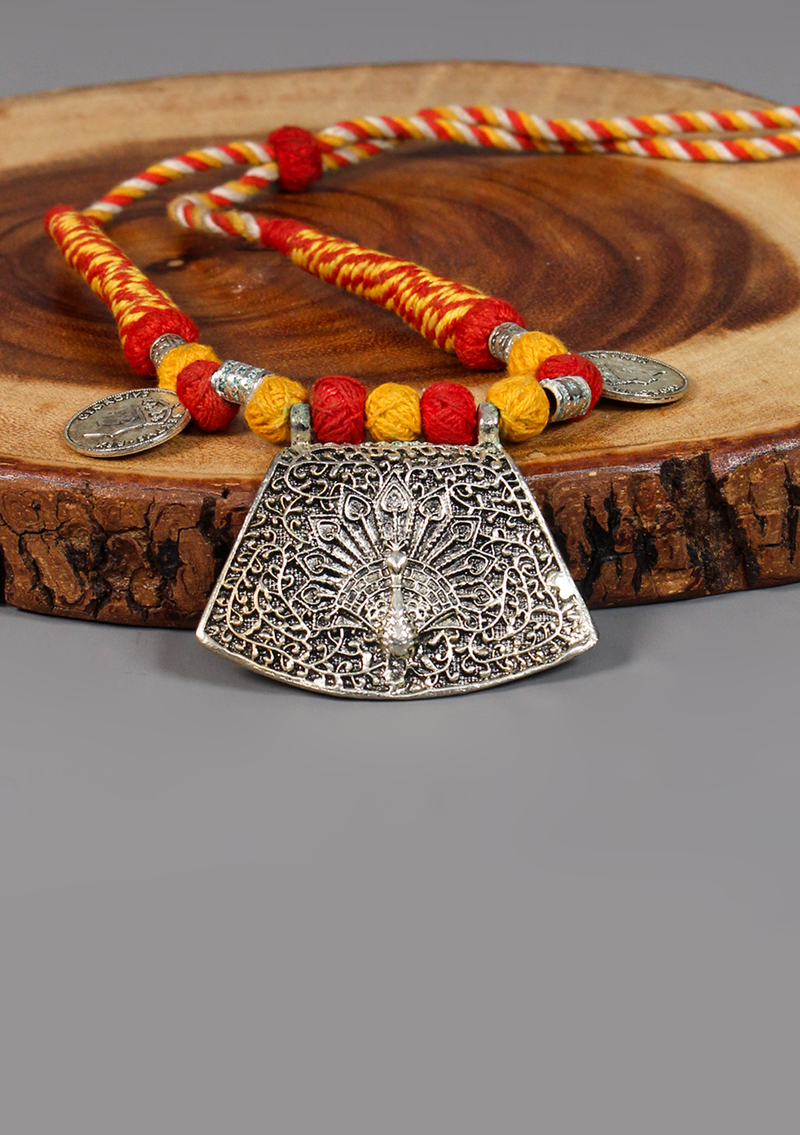 Elegant White Metal Tribal Pendant from Nepal