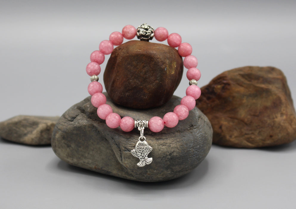 Colorful Stone Beaded Bracelet with Elephant Charm