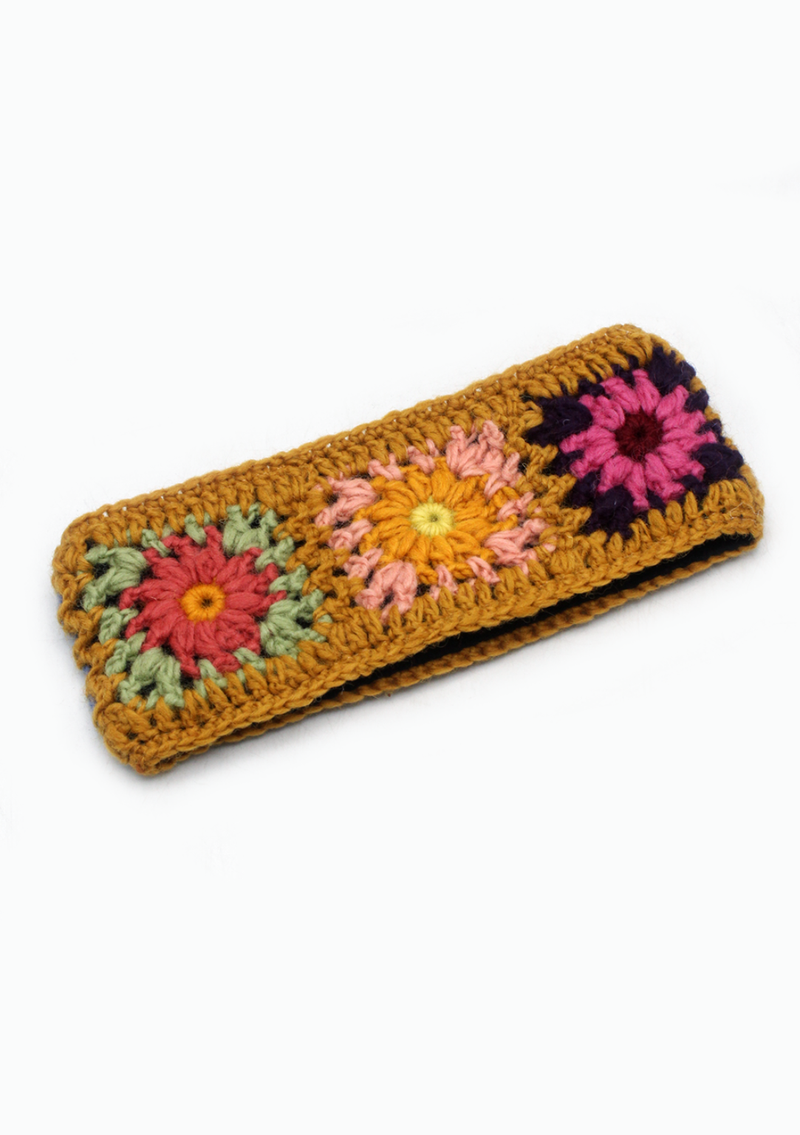 Handknitted Crochet  Winer Sherpa Flower Headband