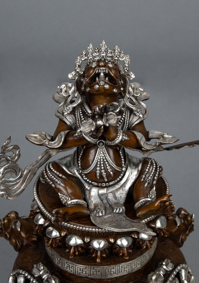 Silver  Plated Copper Vajradhaka Statue 12.5"H