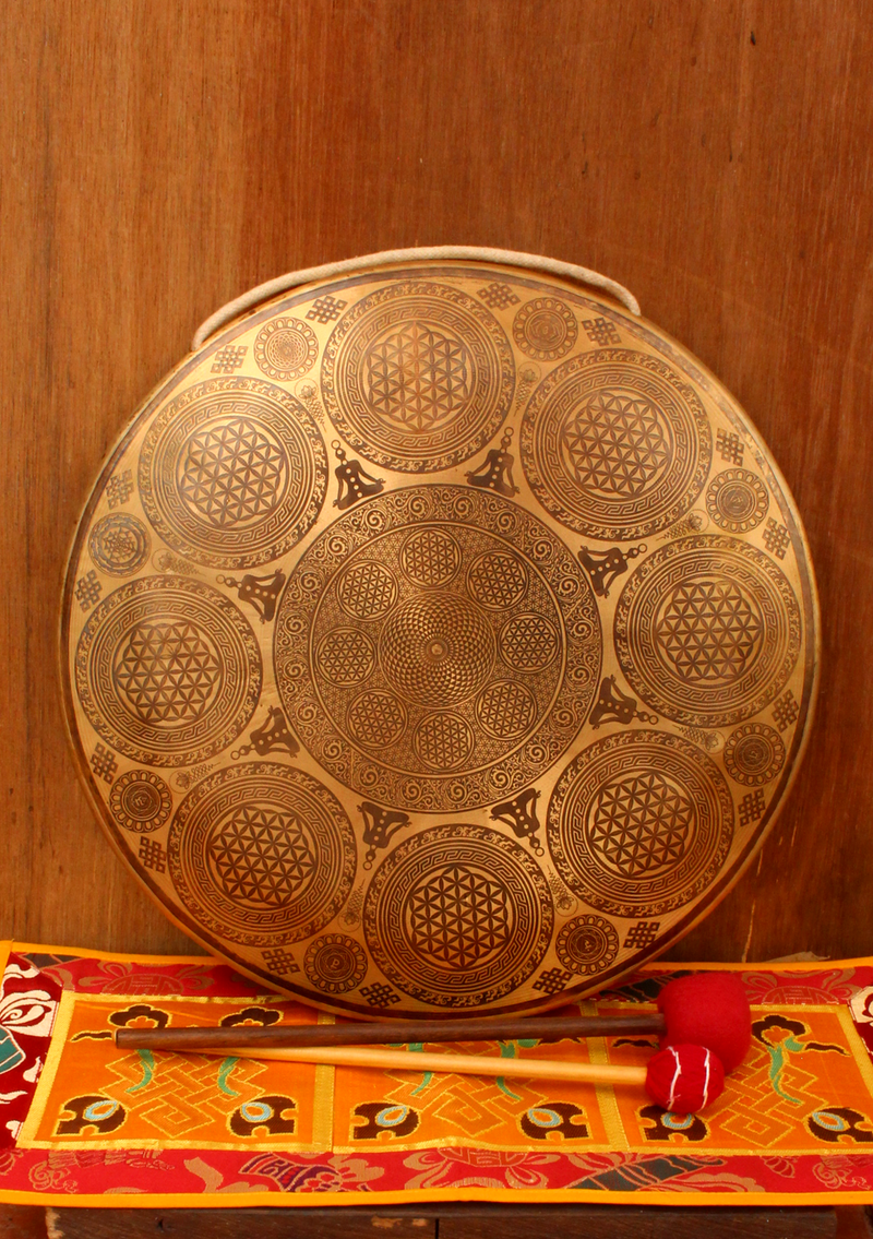 Flower of Life 40 CM Mandala  engraved Tibetan Gong 16"