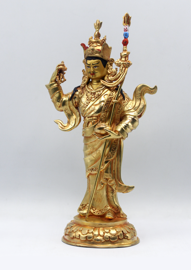 Fully Gold Plated Standing Guru Padmasambhava 11"H