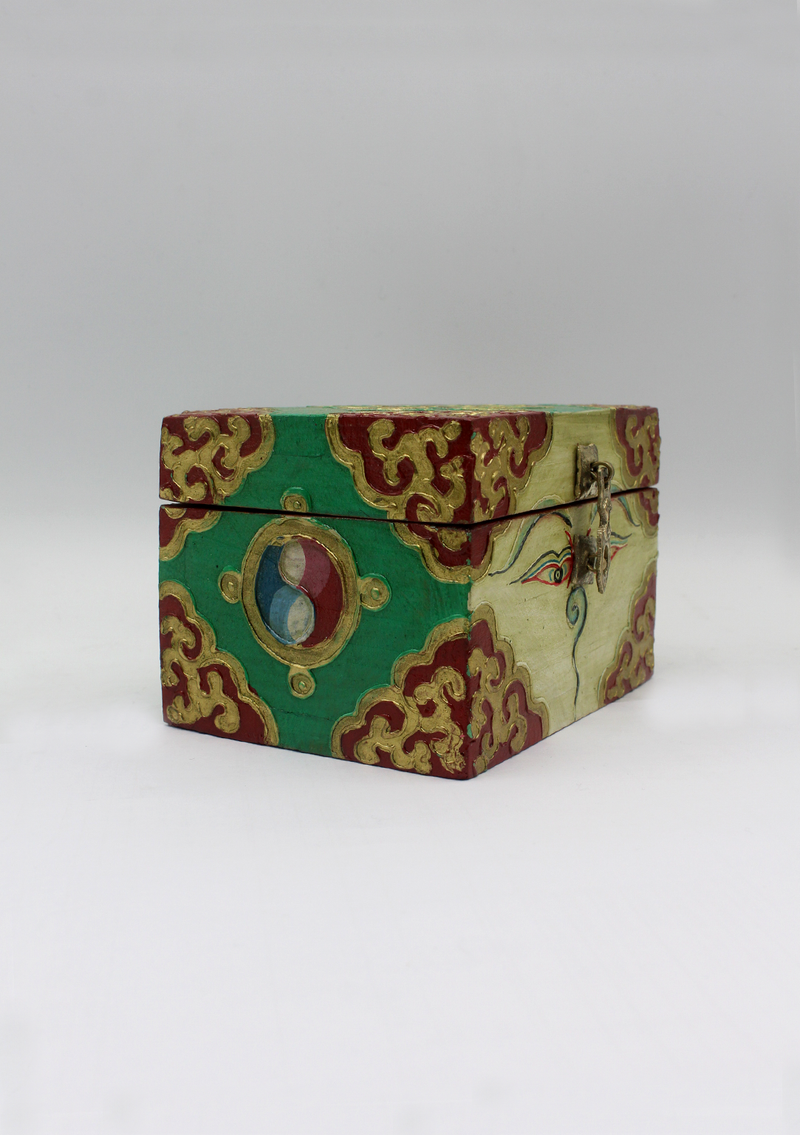 Handpainted Tibetan Wooden Boxes with Endless Knot- Small