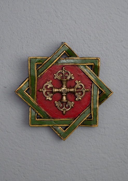 8 Corner Mandala Wooden Double Dorjee Wall Hanging