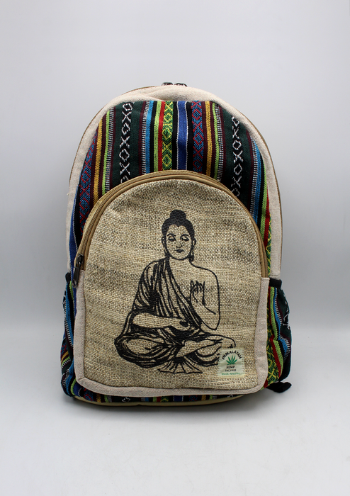 Buddha Printed Cotton Mixed Hemp Backpack