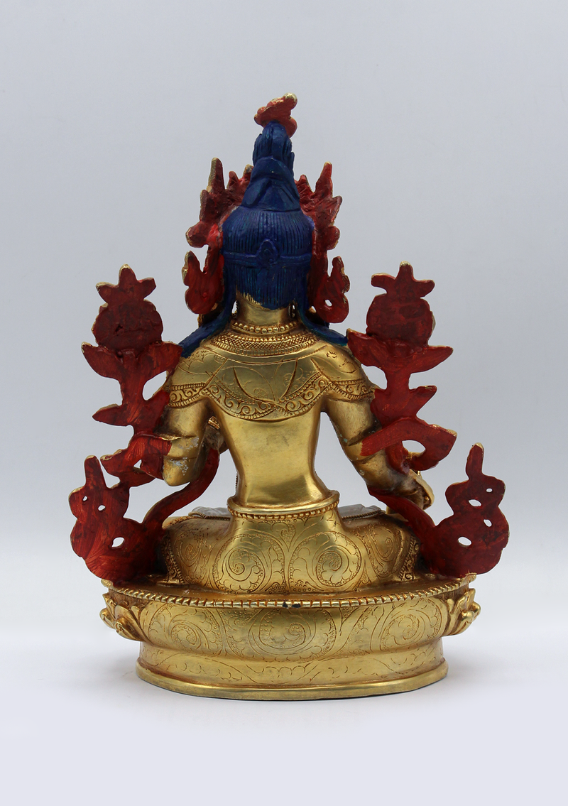 Crystal Gold Plated White Tara Statue 8.5"H