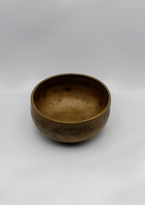 Full Moon Singing Bowl Yellow Brocade Travel Bag 7"