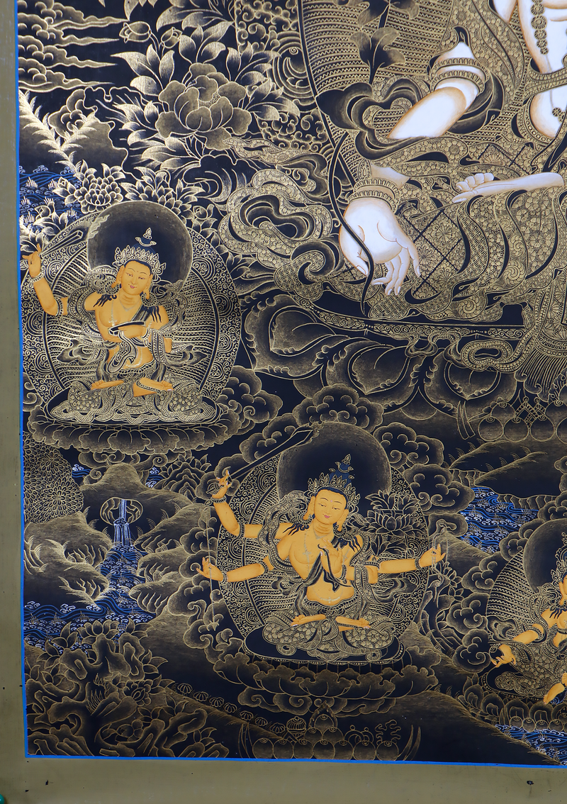 Black Gold White Tara  Thangka Painting