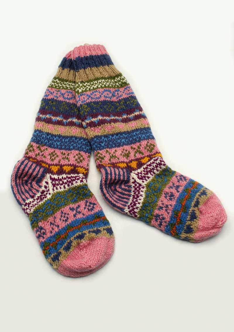 Handknitted Multicolor Woolen Knee High Socks