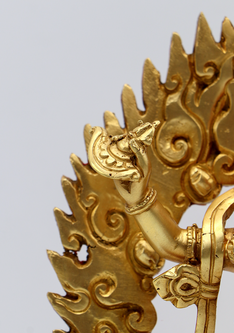 Fully Gold Plated Simhamukha  Sngha Jogini Statue 7.5"H