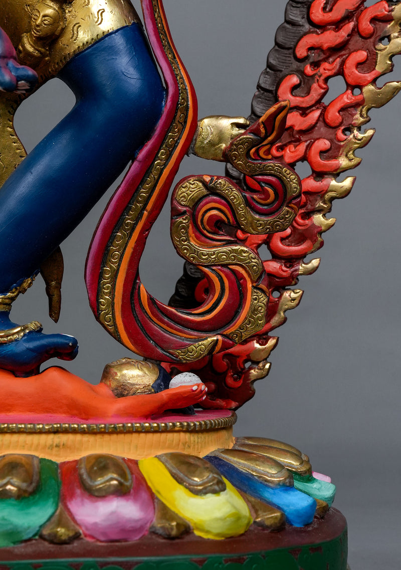 Masterarts  Partly Gold Plated Handpainted Standing Simhamukha Statue