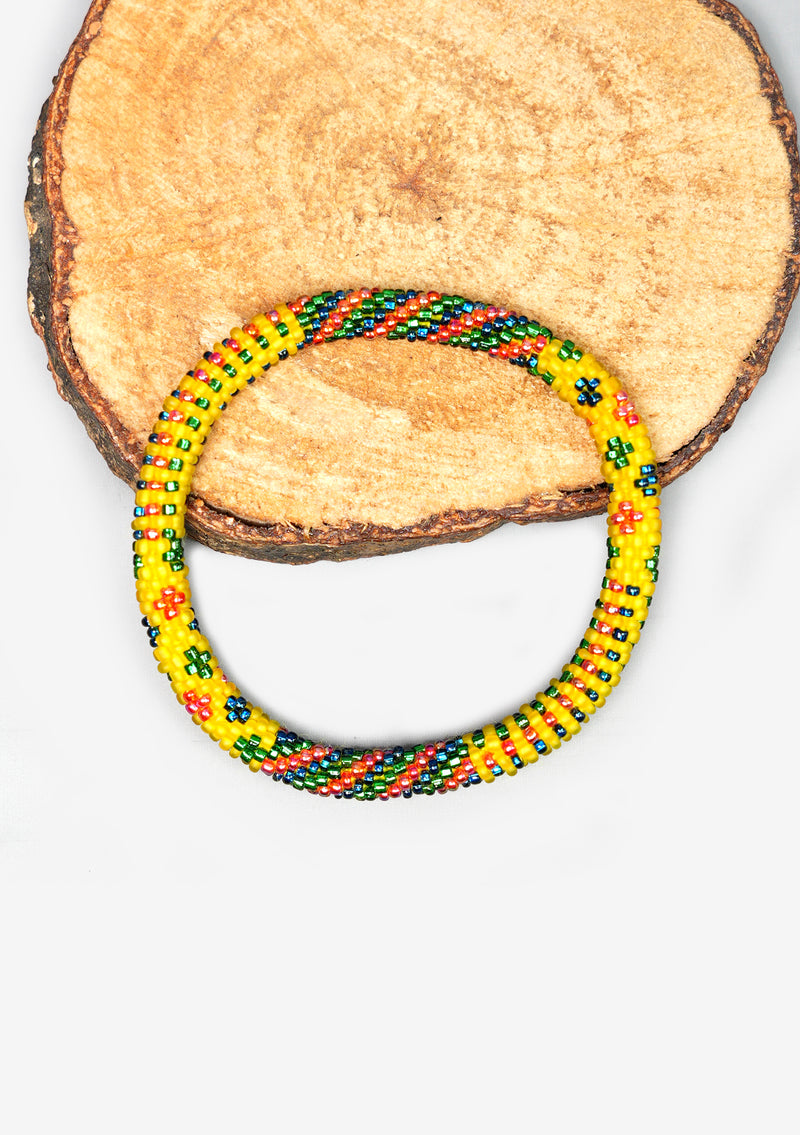 Yellow Tropical Breeze Nepalese Roll Bead Bracelet