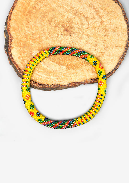 Yellow Tropical Breeze Nepalese Roll Bead Bracelet