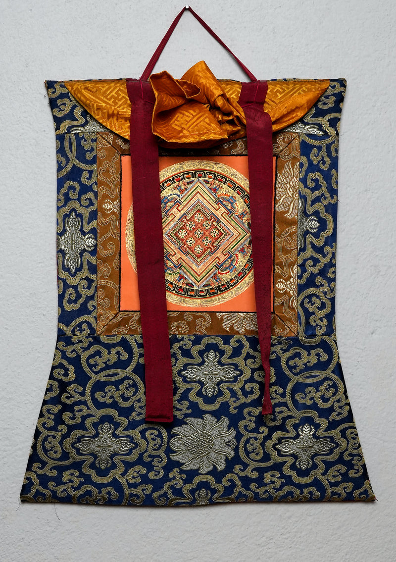 Orange Mandala Thangka Painting with