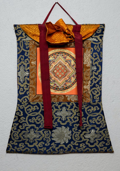 Orange Mandala Thangka Painting with