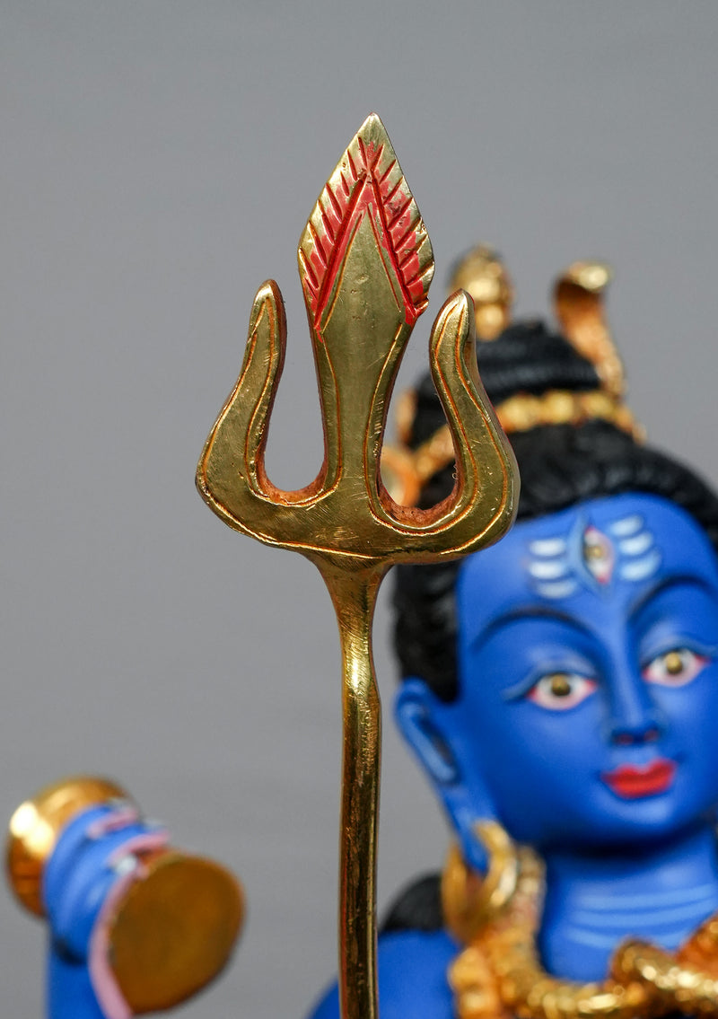 Handcrafted Dancing Shiva Statue – Blue Nataraja Shiva with Trishul & Damaru