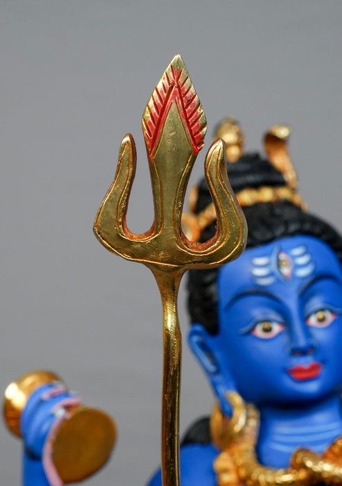 Handcrafted Dancing Shiva Statue – Blue Nataraja Shiva with Trishul & Damaru