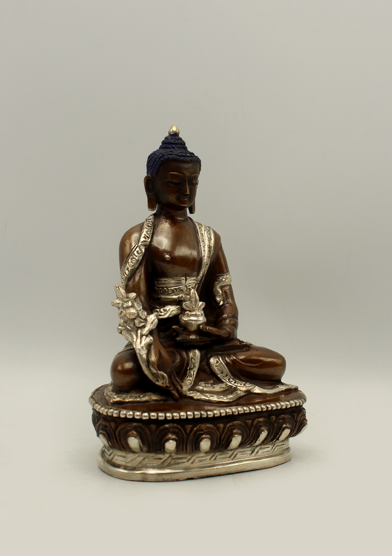 Copper Medicine Buddha Statue 6"H