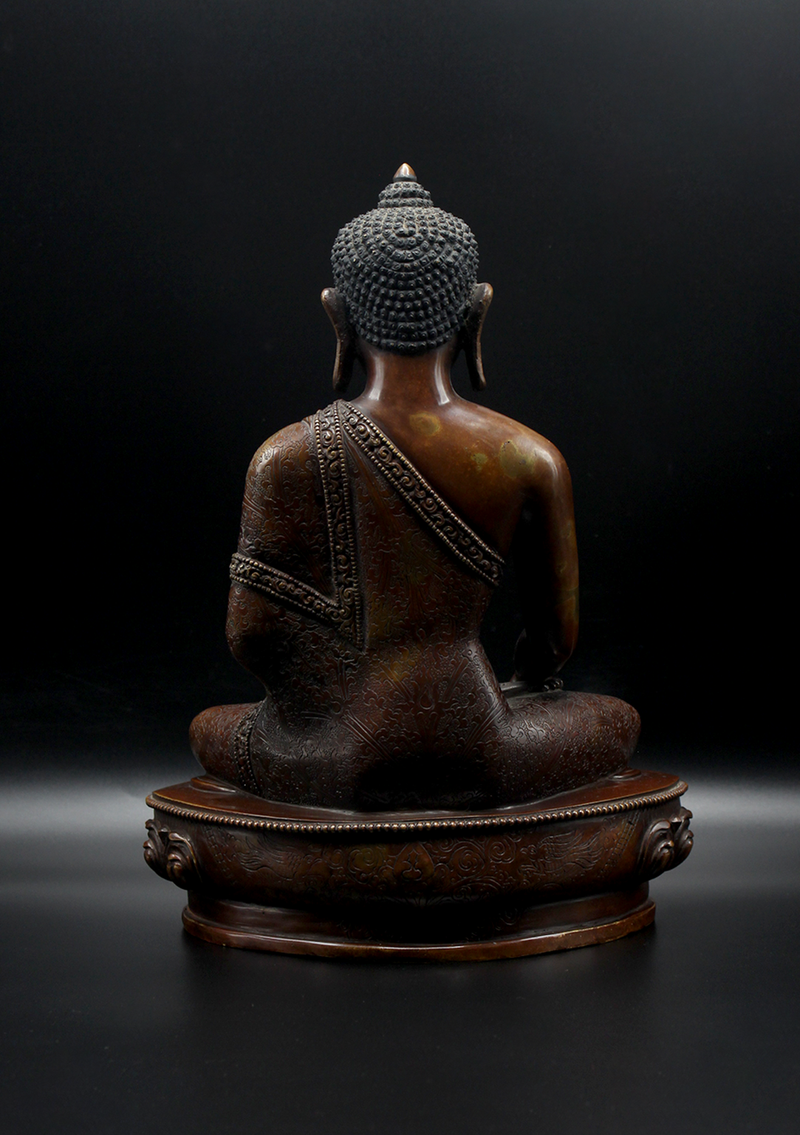 Copper Oxidized Masterpiece Shakyamuni Buddha Statue 11"