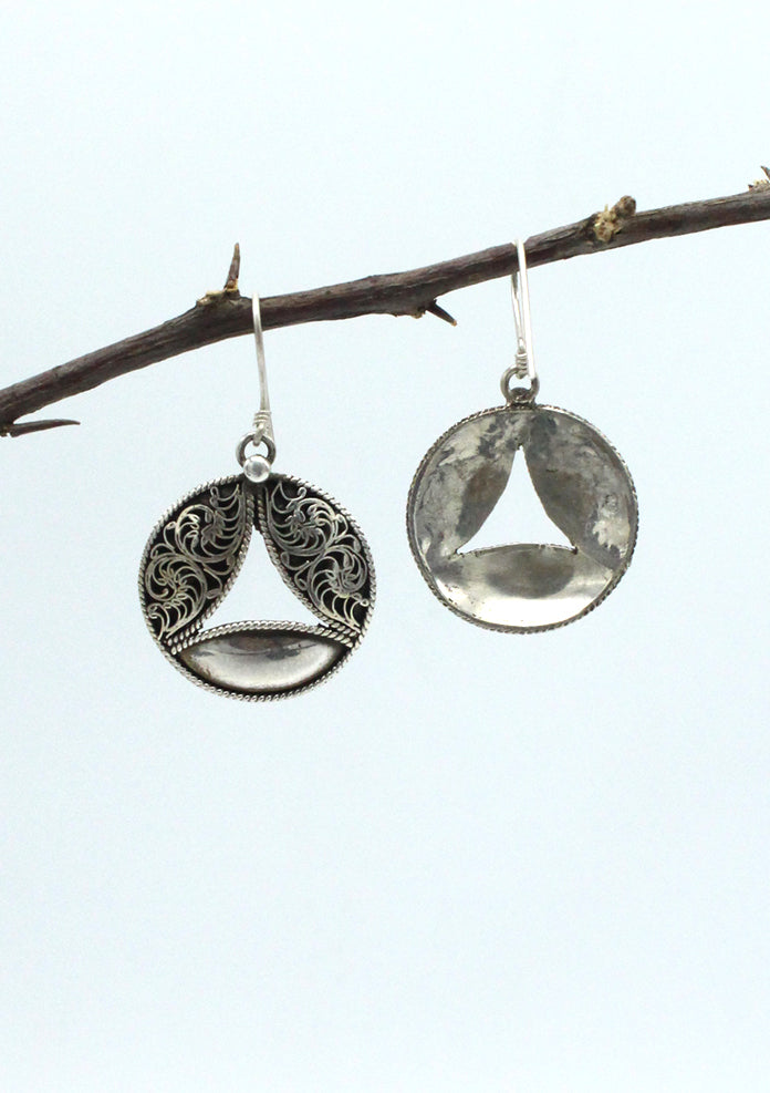 Sterling Silver Round Filigree Dangle Earrings