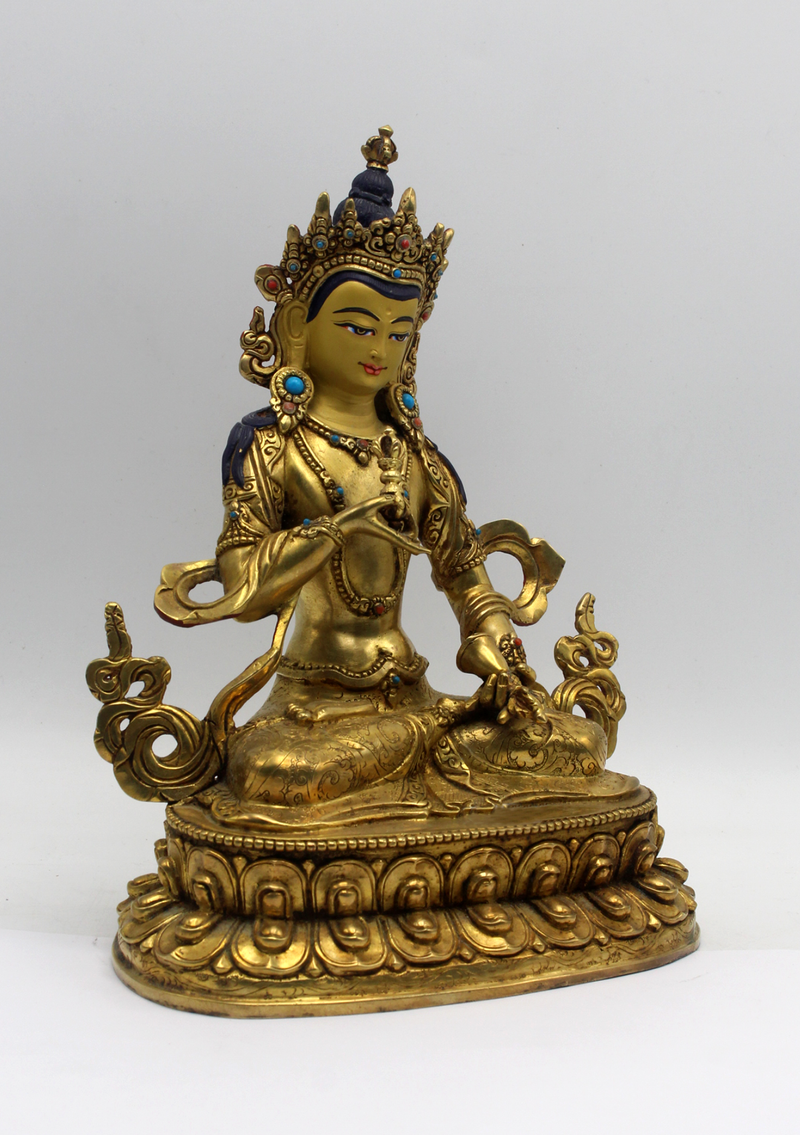 Fine Arts  24 K Gold Vajrasattva Statue 9" H