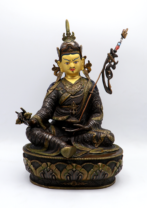Copper Oxidized Guru Padmasambhava Statue 14.5"H