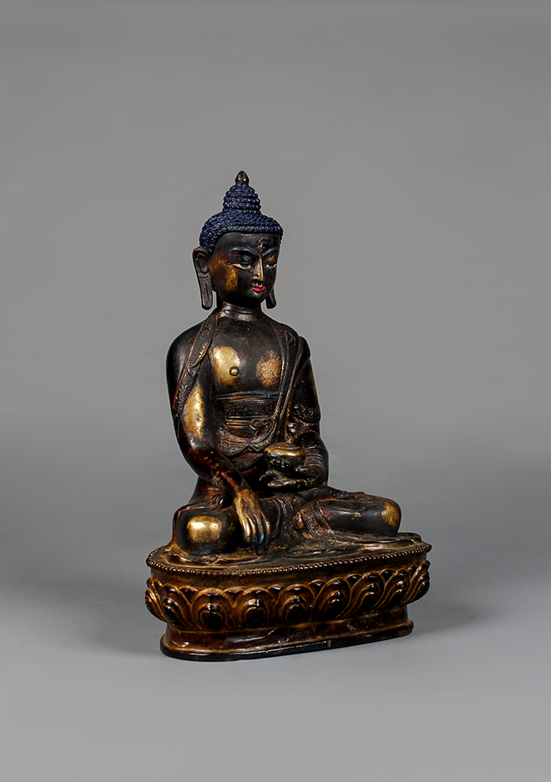Antique Style Gilted Shakyamuni Buddha Statue 8"