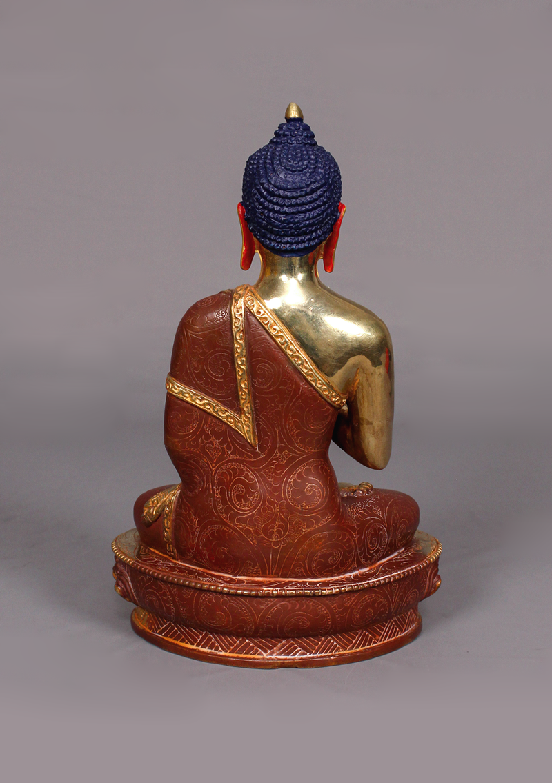 Partly Gold Plated Amoghasiddhi Buddha Statue 9.5" H