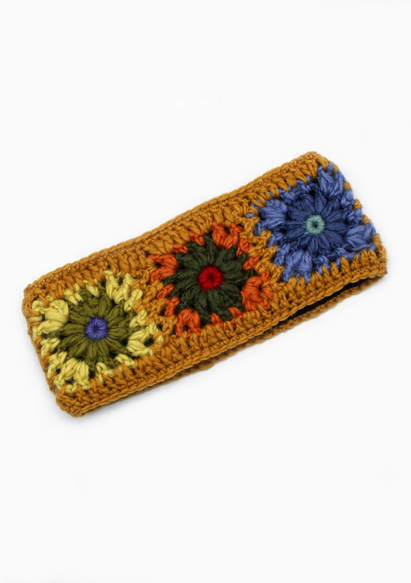 Handknitted Crochet  Winer Sherpa Flower Headband